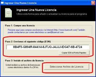 ingresar una nueva licencia